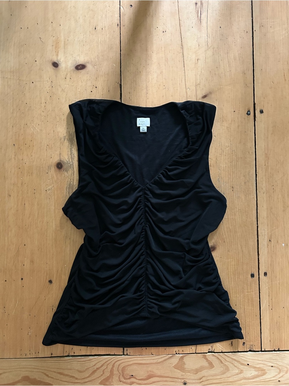 a new day Black Ruched V-Neck Tank Top